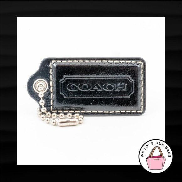 2.5" Large COACH BLACK PATENT LEATHER KEYFOB BAG CHARM KEYCHAIN HANGTAG - Picture 1 of 1